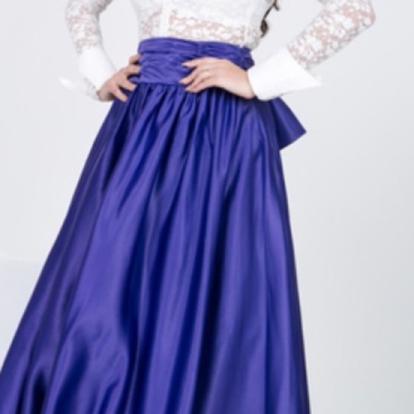Purple High Waist Maxi Skirt with Detail Bow